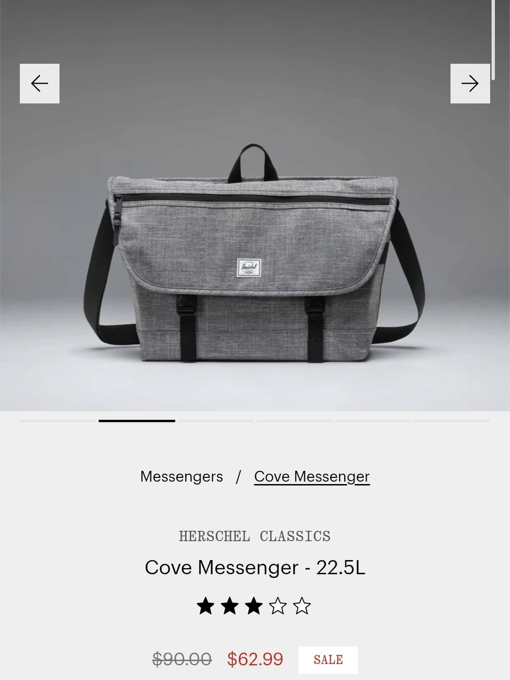 Herschel Supply Company Cove Messenger Bag in Light Gray